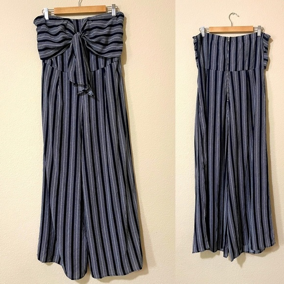 L Love Pants - L Love Striped Strapless Jumpsuit with Pockets